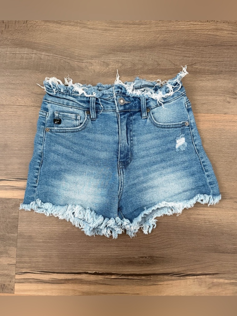 KanCan Women's Distressed Frayed Waist & Hem Denim Shorts Size 3 // 25